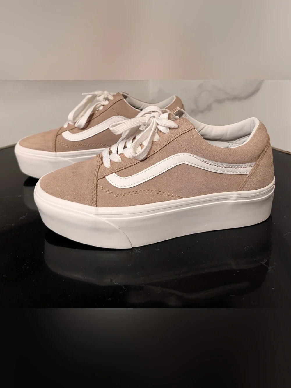 Vans Old Skool Beige Suede Stackform Sneakers Size M6.5 W8 MSRP $80